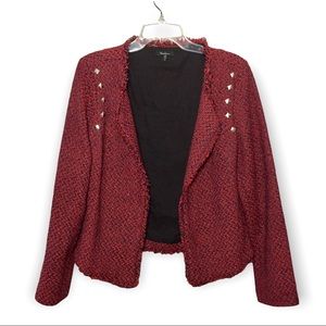 Vintage Monteau Studded Tweed Jacket in Red/Black